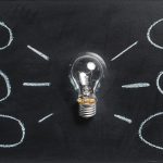 Lightbulb with idea bubbles