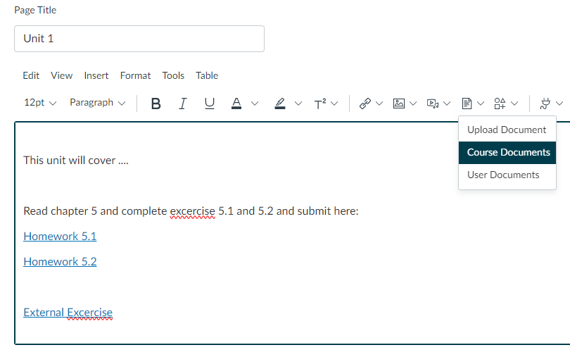 screenshot of adding file to page